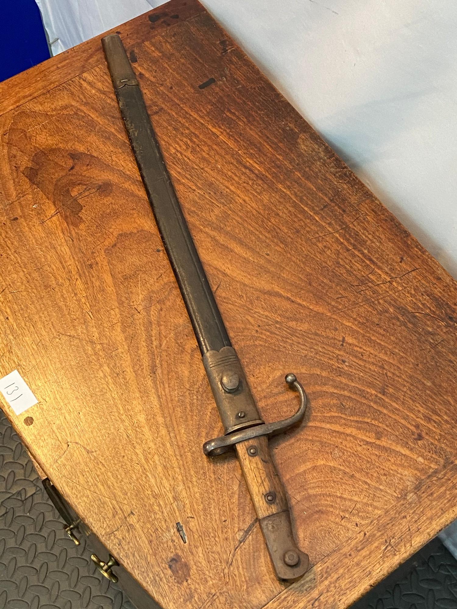 Model 1890 Turkish Mauser Bayonet with scabbard. Stamped with Turkish writing to the hilt of the - Image 11 of 11