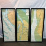 A Lot of three framed River maps which includes Rivers Crouch & Roach and Thames Estuary.