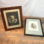 Antique Brown leather photo frame detailed with gilt impressed thistles and trims. Showing old photo