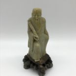 Antique hand carved soapstone Chinese Scholar figure. Measures 15cm in height