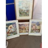 A Lot of four Margaret W Tarrant prints.