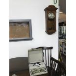 An Art Deco wall clock together with a Boots PT400 Typewriter