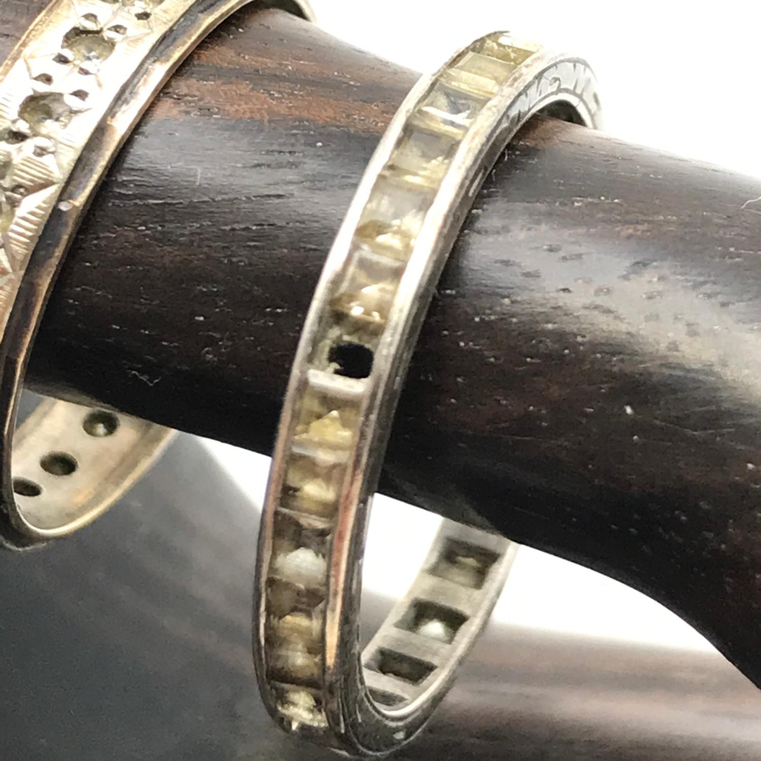 Antique 9ct gold and silver band ring set with quartz stones together with antique band ring set - Image 2 of 5