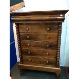 A Lovely example of a Victorian Scottish OG Chest of drawers, Designed on four pedestal turned leg