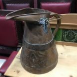 A Large Antique French copper wine jug. Measures 38cm in height.