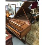 A Vintage Solid Teak wood Harpsichord in the style of a baby grand piano, Has Claude Jean Chiasson