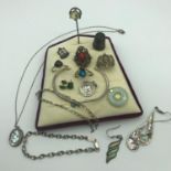 A Collection of silver jewellery and silver items to include Sterling silver thimble, Silver 925