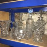 A Lot of mixed crystal to include two antique decanters with stoppers.