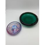 A vintage White Friars green bubble effect bowl together with an art glass trinket bowl. [Friars