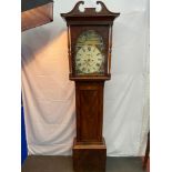 A Victorian Scottish Ayrshire Long cased grandfather clock, detailed with hand painted face