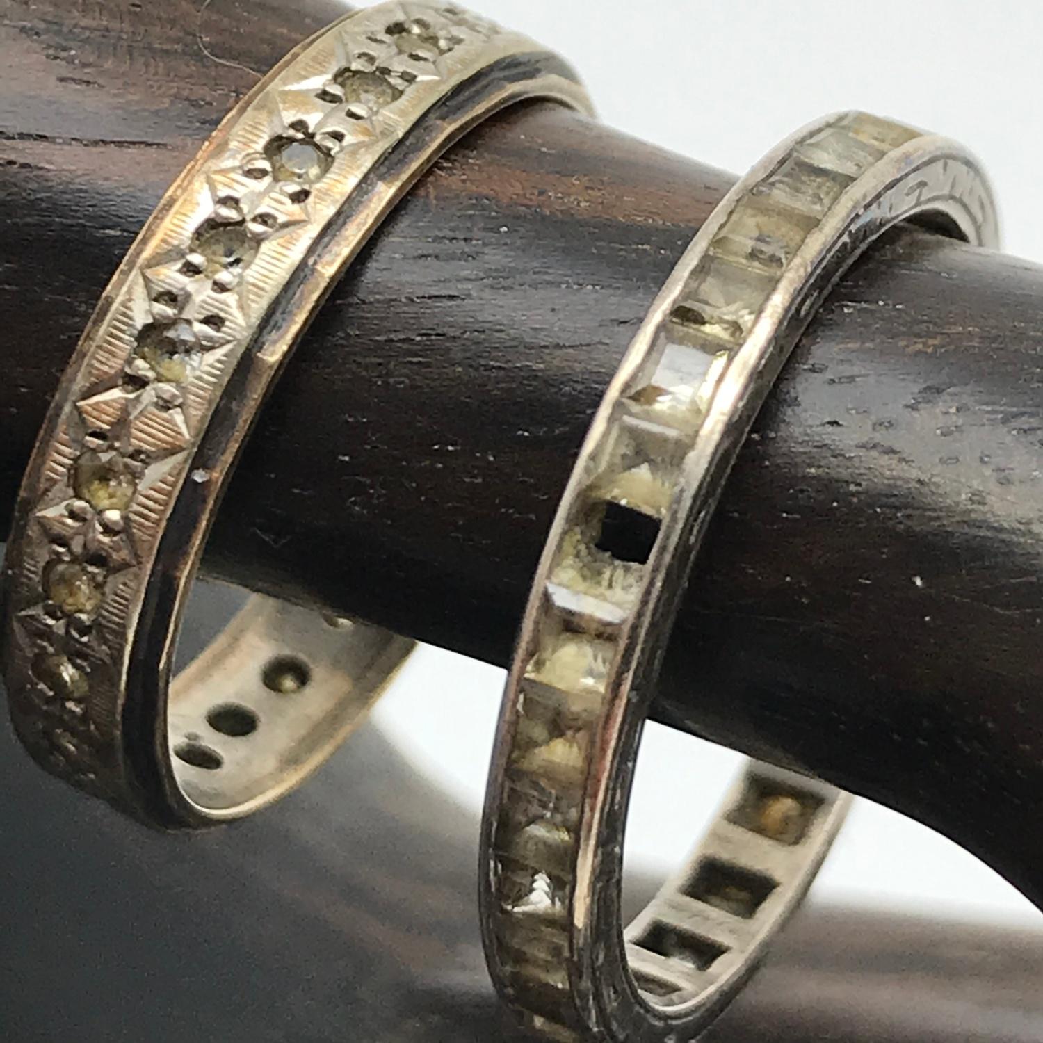 Antique 9ct gold and silver band ring set with quartz stones together with antique band ring set - Image 4 of 5