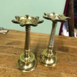 A Pair of Antique heavy brass incense burner sticks. [26cm in height]