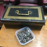 A Collection of antique and vintage keys together with a Antique Milners cash box. [No Key]