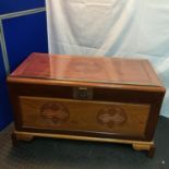 A Vintage Cherry wood and camphor wood oriental chest. Excellent condition. Comes with a