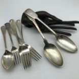 A Lot of two Heavy Georgian London silver serving spoons [147grams in total] made by Mary Chawner