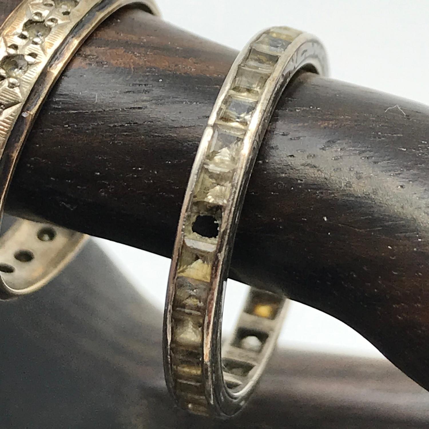 Antique 9ct gold and silver band ring set with quartz stones together with antique band ring set - Image 3 of 5