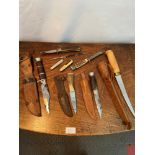 A Collection of Vintage Norwegian and Finland made hunting knives together with various pen knives