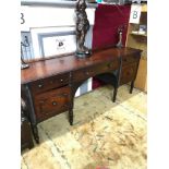 A Large Antique Irish Cork Georgian Mahogany Sideboard, Has Plate rail to the back of the top panel,