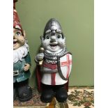 A Large garden gnome knight figure. [77cm in height]