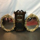 A Vintage president quartz wall clock together with two gilt plaster framed mirror [67cm in height]