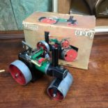 A Vintage Mamod steam engine with original box and accessories