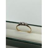 Antique Birmingham 18ct gold and diamond ring, Three 0.11ct round cut diamonds. Very bright. Ring