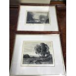 Two Artist proof etchings after Jean Baptiste-Camille Corot, Titled 'The Brook & Away' published