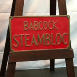 Antique cast bronze 'Babcock Steambloc' Sign, Measures 20x36.5cm