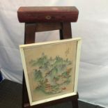 An early 20th century Genuine Chinese watercolour on silk depicting village mountain scene. Signed