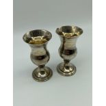 A Pair of Birmingham silver sherry goblets, Makers S.J.ROSE & SON. Dated 1973. [10cm in height]