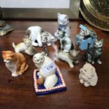 A Lot of various porcelain cat figurines to include Royal Doulton 'Persian' cat figure