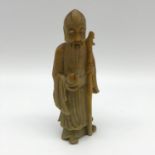 Antique hand carved Soapstone Chinese monk figurine. Measures 11.5cm in height.