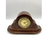 Edwardian French mantel clock, encased in a mahogany and single line inlaid case, Supported on