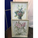 Two Original oil paintings titled "Summer Roses & Still life of flowers" by artist June West. Fitted