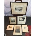 A Lot of antique etchings to include artists Paul Geissler, Dorothy F Sweet etching titled 'The