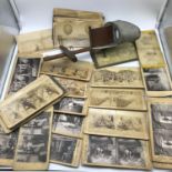 Antique Underwood & Underwood Stereoscope with Underwood & Underwood Military Slides and The '