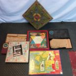 A Lot of vintage board games to include Scrabble, Chad Valley peg board game, Old Alice in