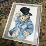 A Vintage pastel drawing of Paddington bear, Unsigned. [Frame 40x32cm]