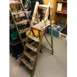 A Vintage set of Wooden 'A' Frame ladders