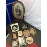 A Collection of various vintage and antique prints and photos. Includes etching of a dog titled '