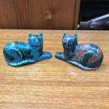 A Pair of Staffordshire flatback cats.