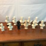 A Collection of 11 vintage musical composers busts to include Beethoven, Mozart, Verdi Bartok and