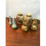 A Lot of 20th century Japanese porcelain wares to include a pair of crackled vases and a pair of