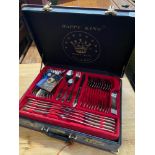 A Vintage set of Happy King 24Karat Gold Plated cutlery set with leather travel case.