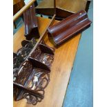A Vintage hand carved Black Forest style wall shelf and Mahogany varnished storage box.