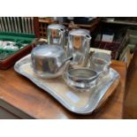 A Vintage picquot tea/ coffee service with tray.