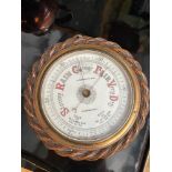 Antique barrel wall Aneroid barometer by J Cameron & Son Kilmarnock. Designed with a hand painted