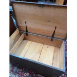 A Scumble Victorian mule chest. Showing pine interior. Has original paint on the outside. [