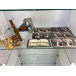 Antique stereoscope produced by H.C.White Co 'The Perfecscope' together with various slides by