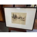 19Th century etching by John Cameron of pond and landscape. Signed in pencil by the artist.